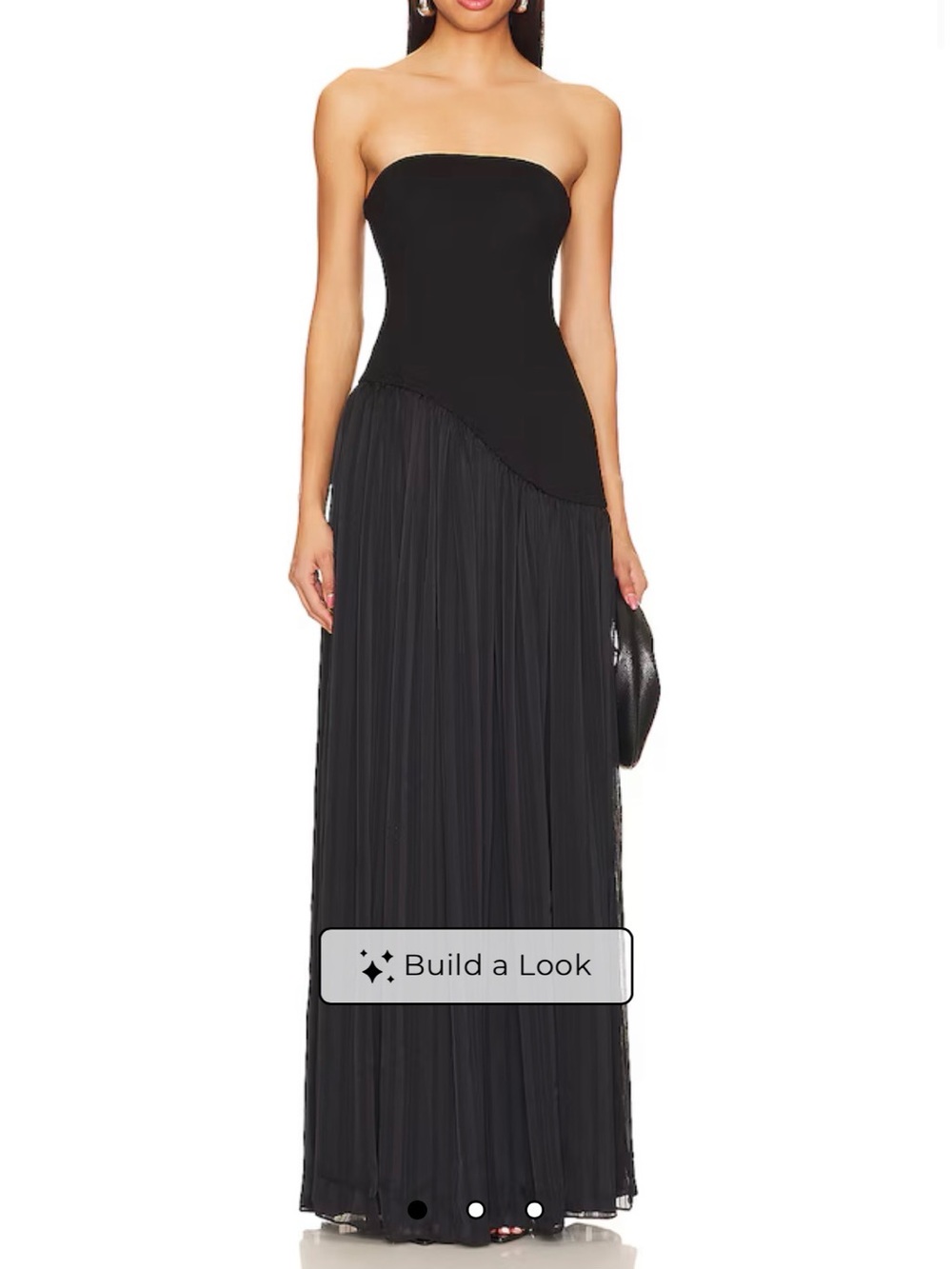 Lovers + Friends Strapless Black Pleated Maxi Dress